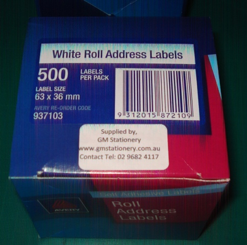 Avery 937103 Address Label 63x36mm 500 Per Roll.